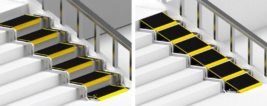 Convertible Stairs Convert Into a Wheelchair Ramp When Needed