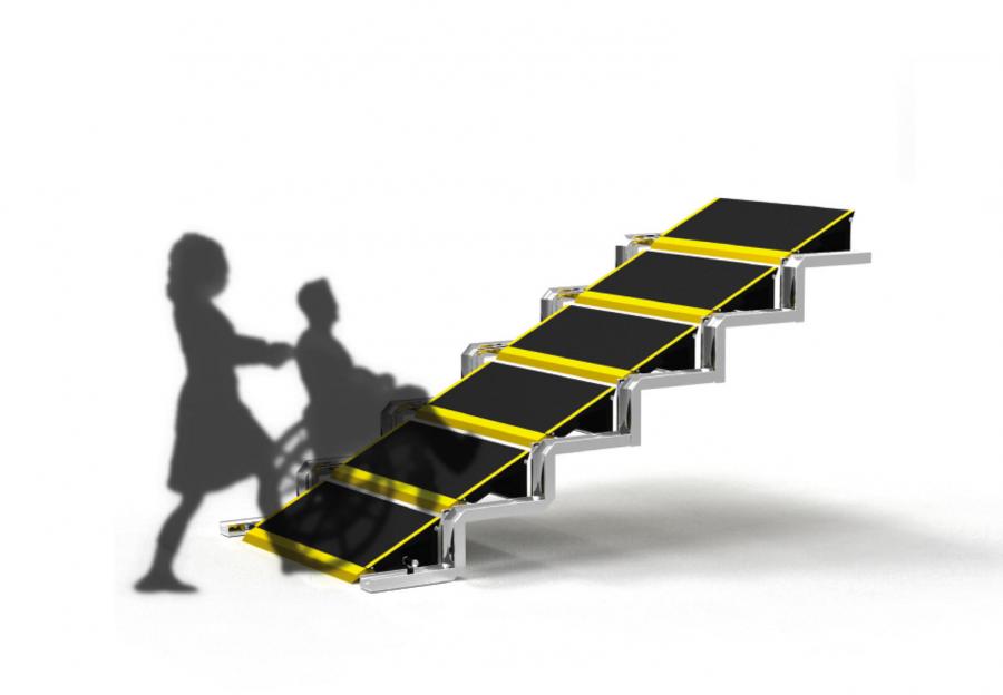 Convertible Stairs Convert Into a Wheelchair Ramp When Needed