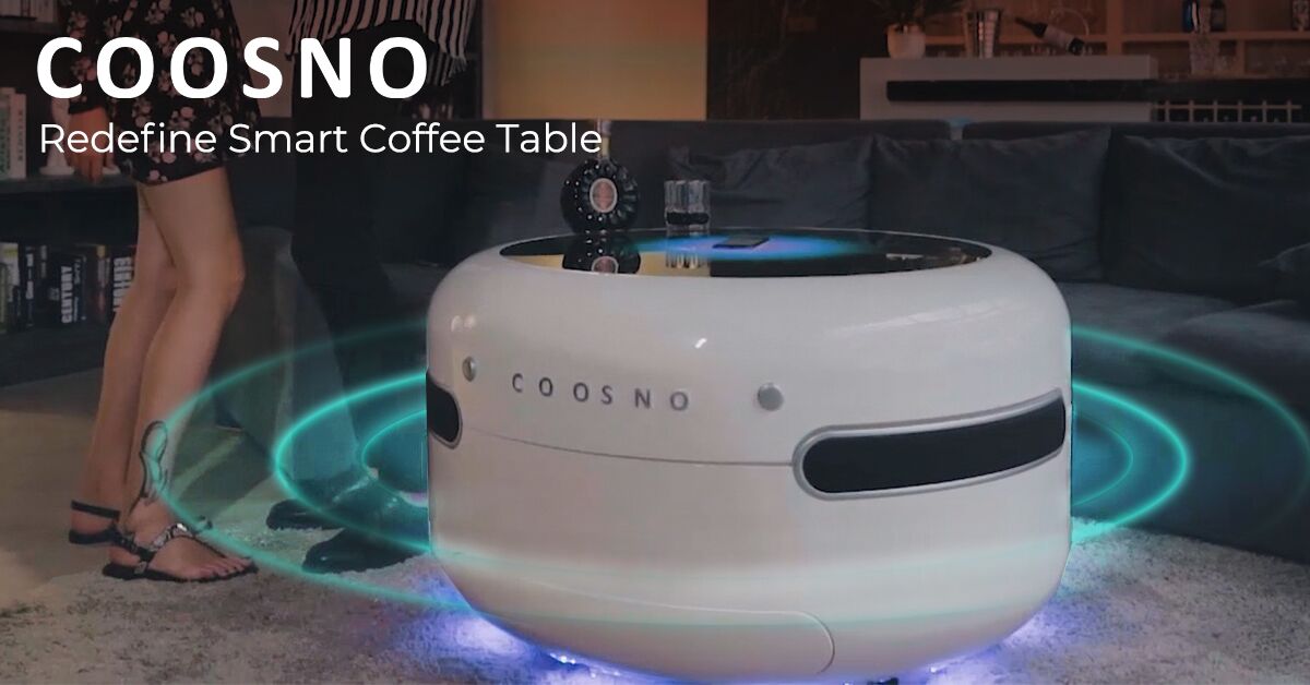 Coosno Ultimate Smart Coffee Table Fridge - Voice activated futuristic coffee table doubles as refrigerator