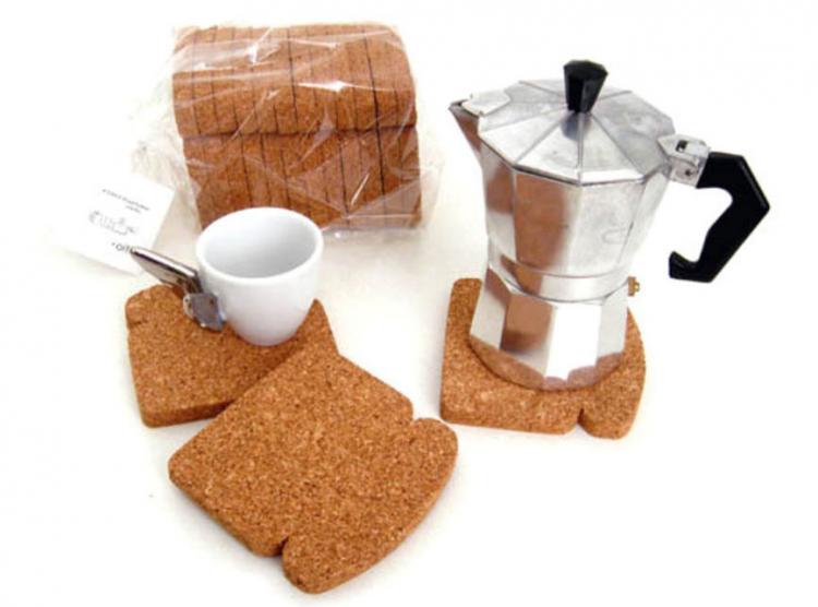 Cork Toast Coasters - Toast It Coasters - Bread Shaped Cork Coasters