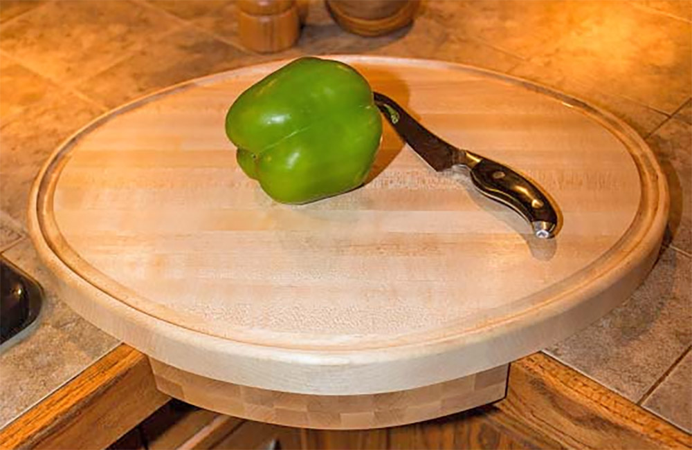 Navaris Corner Countertop Cutting Board - 12.6 x 16.5 Acacia Wood Round  Cutting Board - Space Saving Chopping Board for Kitchen Counter Corners