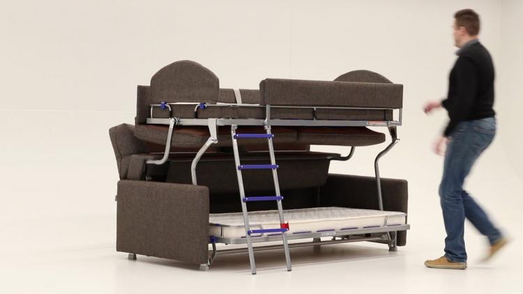 Bunk bed that turns store into a couch