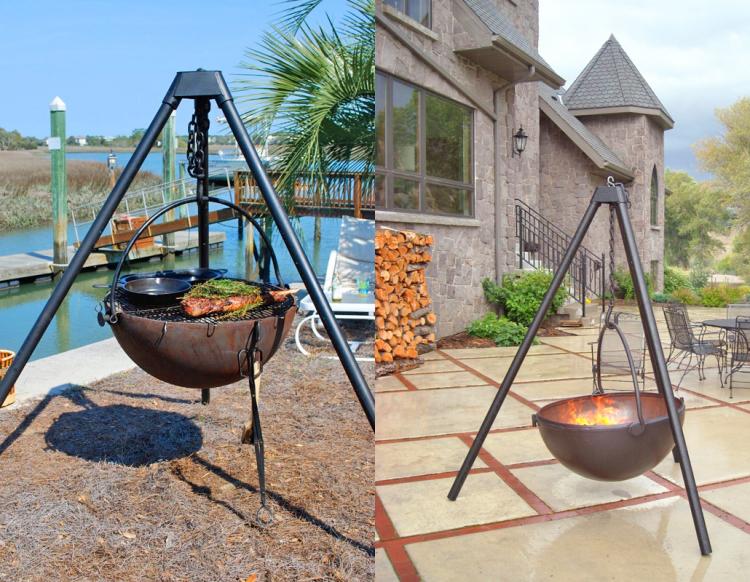 Cowboy Cauldron A Hanging Tripod Fire Pit Bbq Probably The