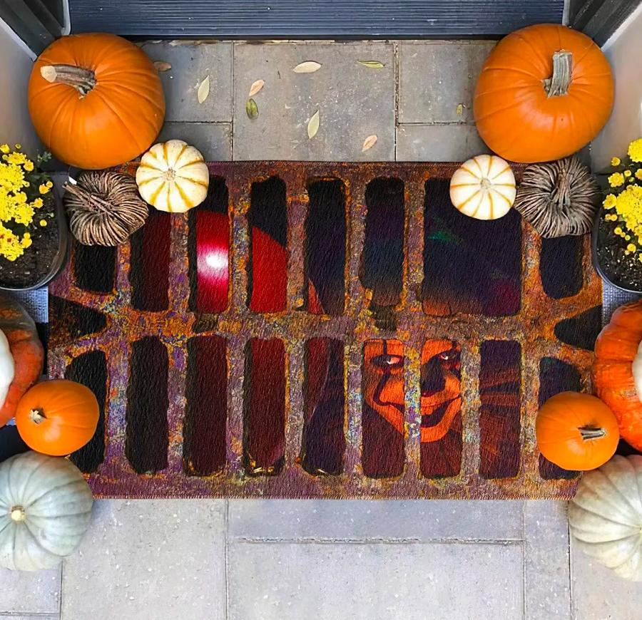 Creepy Halloween Pennywise Clown In Sewer Doormat