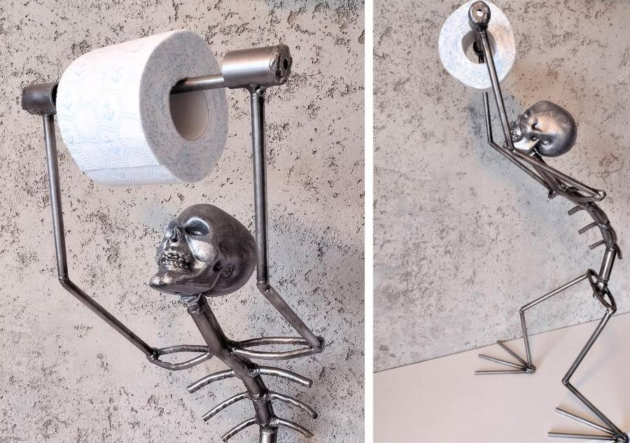 This Creepy Metal Skeleton Toilet Paper Holder Is Perfect For Horror Lovers