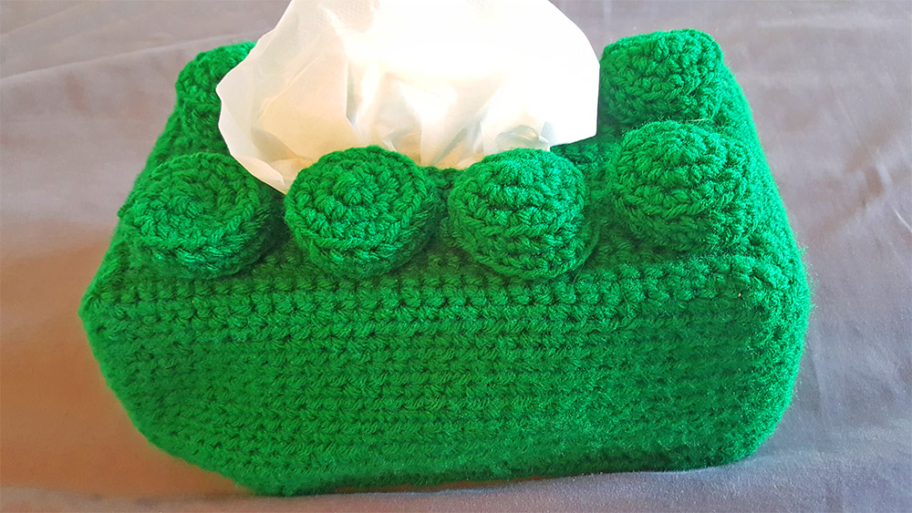 Crochet LEGO piece Tissue Box Cover