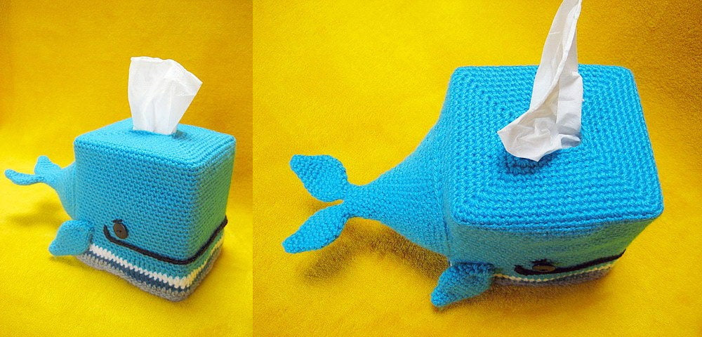 Crochet Whale Tissue Box Cover