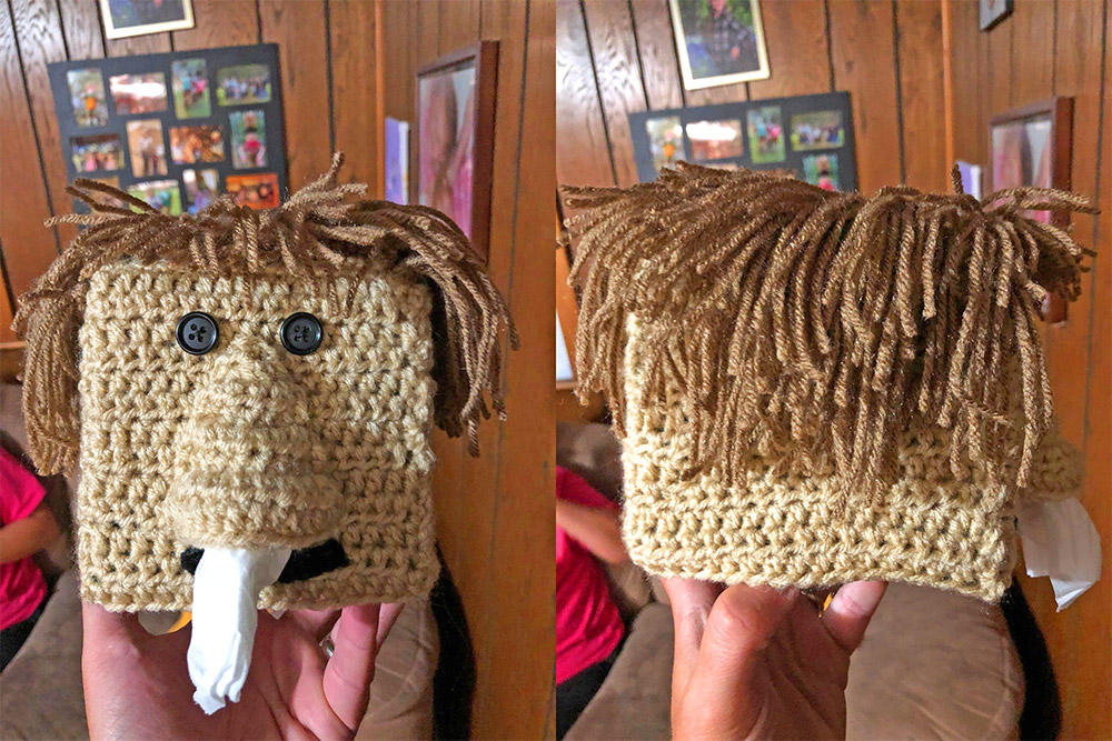 Crochet Snot nose person Tissue Box Cover