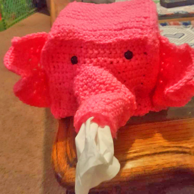 Crochet Elephant Tissue Box Cover
