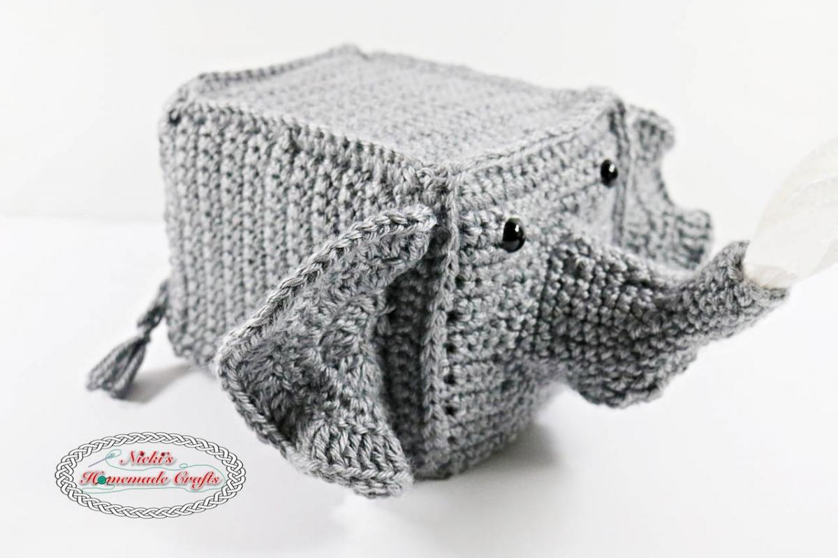 Crochet Elephant Tissue Box Cover