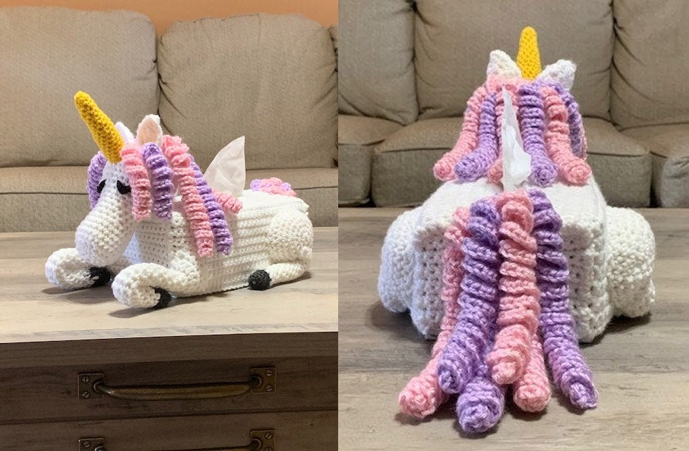 Crochet Unicorn Tissue Box Cover