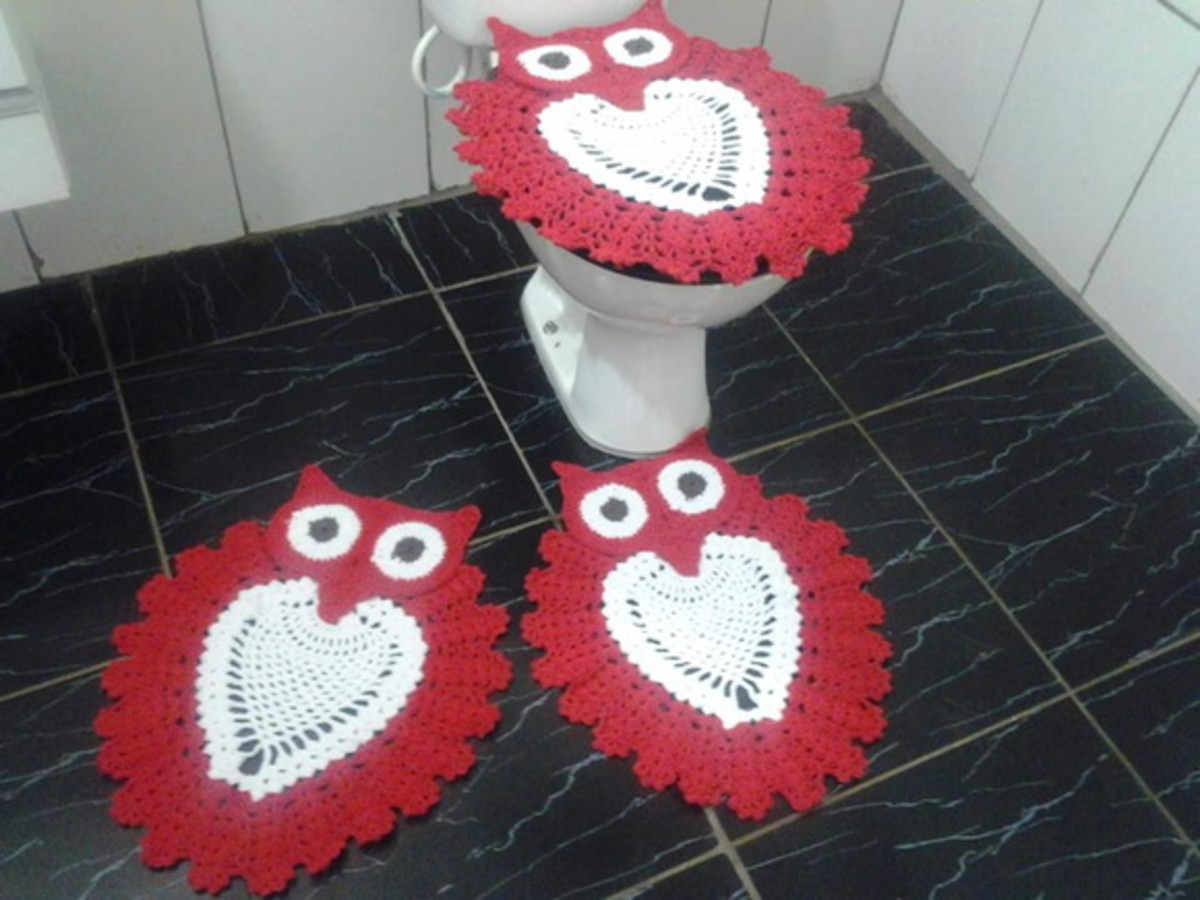 Crochet Owl Bathroom Set - Crochet Toilet Cover Set Shaped Like Owl