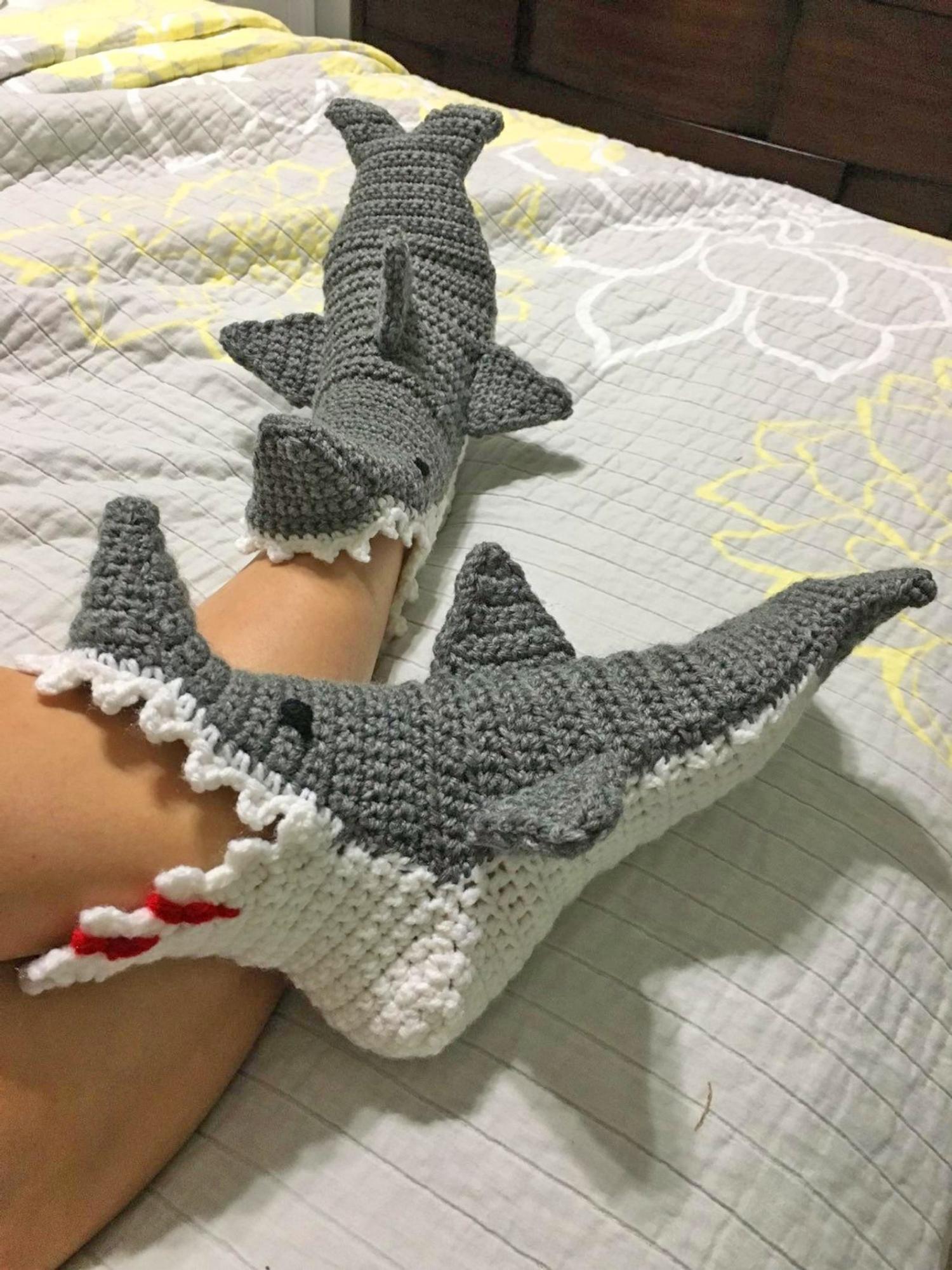 These Crochet Shark Bite Slippers Look Like They're Attacking Your Feet