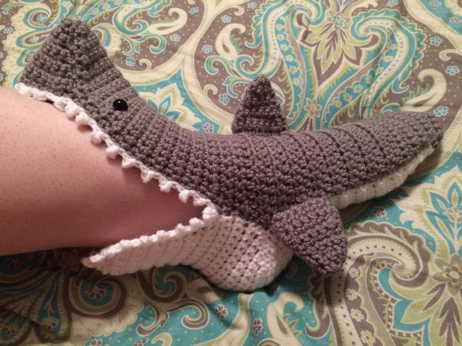 Crochet Shark Bite Slippers - Shark attach slippers