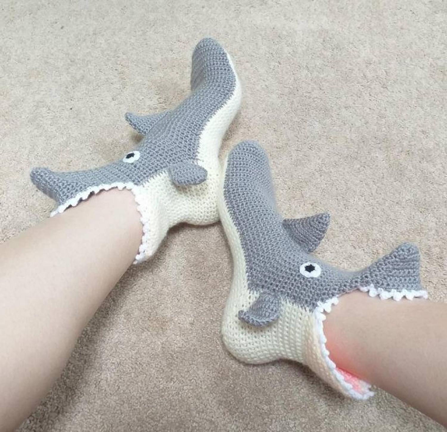 These Crochet Shark Bite Slippers Look Like They're Attacking Your Feet