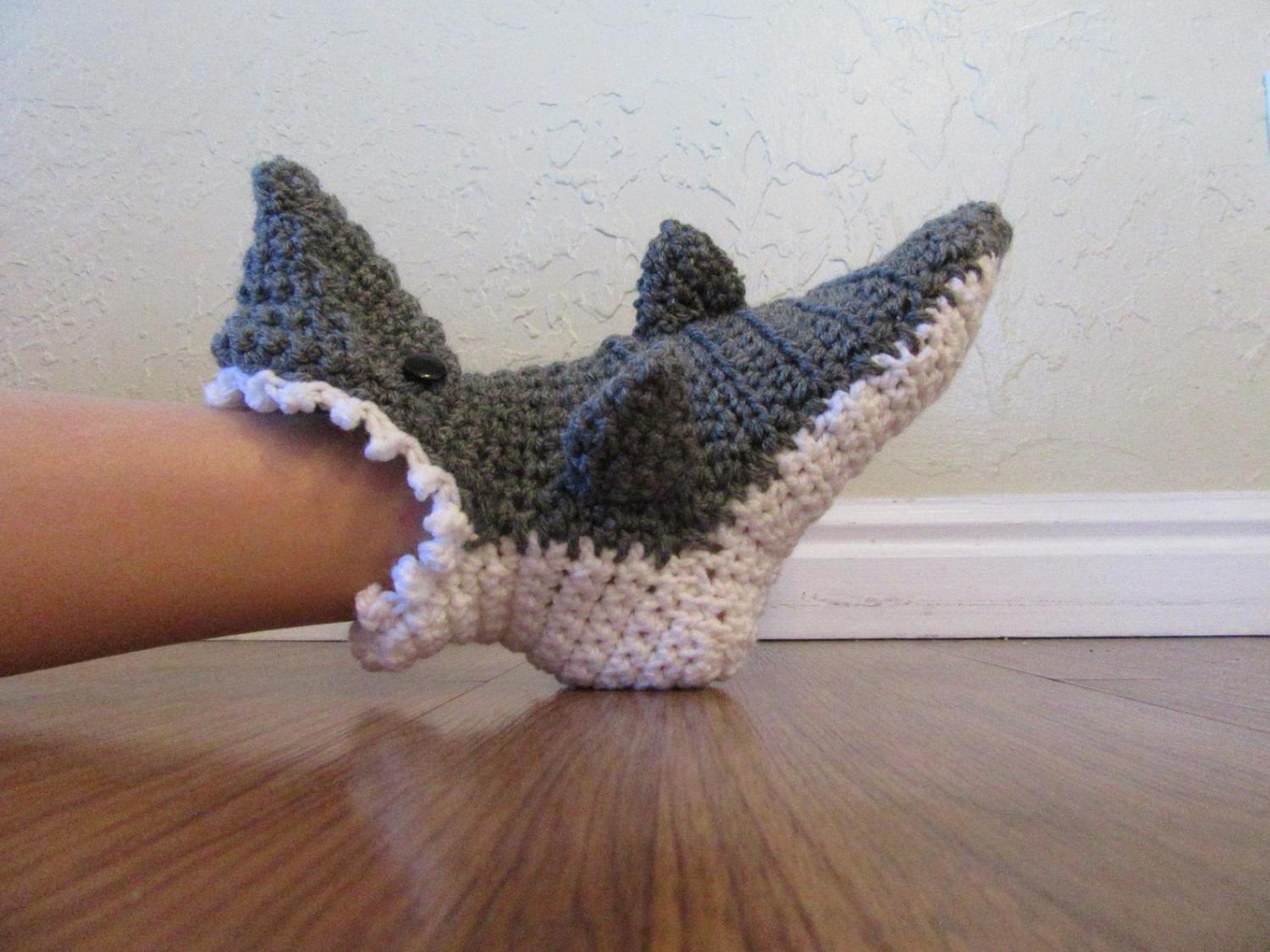 crochet shark slippers for adults