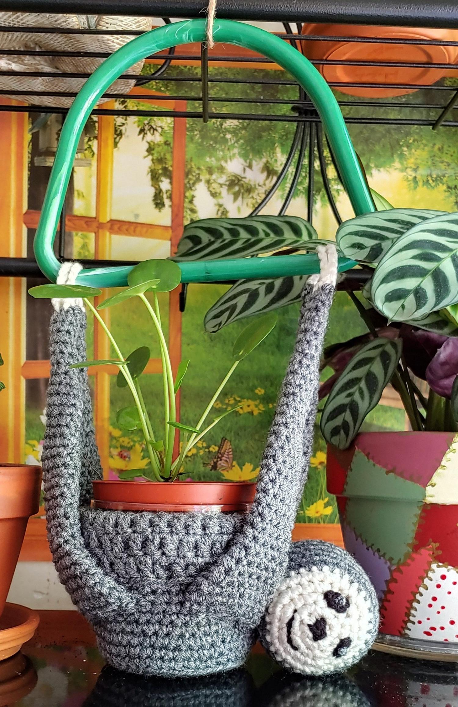 This Crochet Hanging Sloth Plant Holder Is Perfect For Lazy Plant Owners