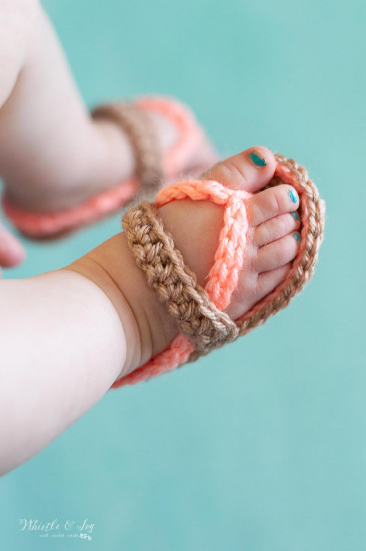 Crochet - Crosia Free Pattern with Video Tutorials: How to Make crochet baby  Beaded flip flop sandals