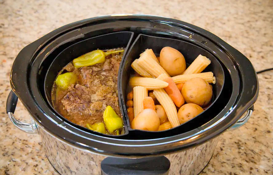 blue crockpot crock pockets slow cooker