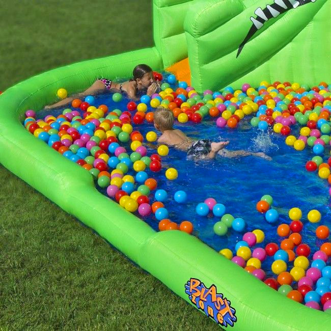 Crocodile Isle Inflatable water Park with Dual Slides - Giant Inflatable backyard water park - Ball pit water toy