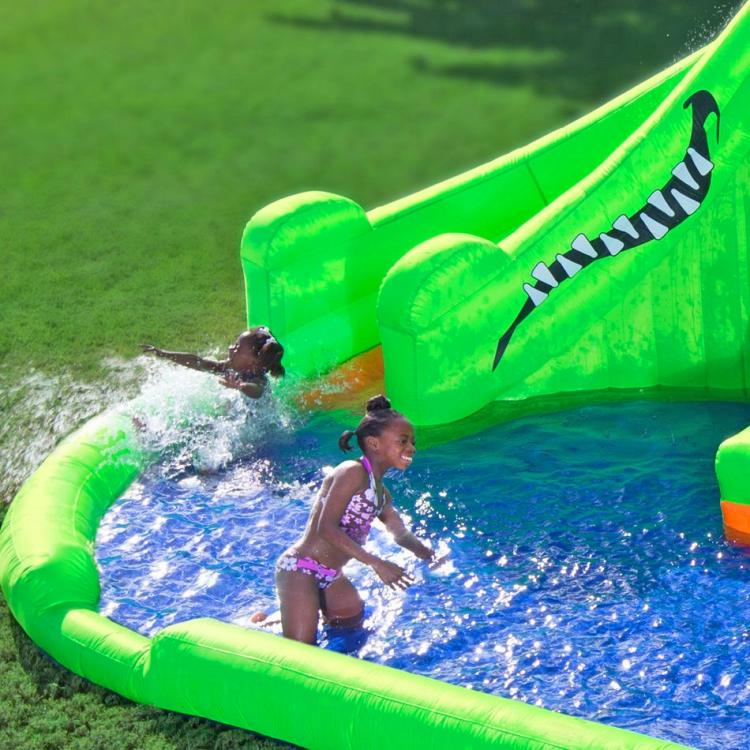 Crocodile Isle Inflatable Water Park with Dual Slides and ...
