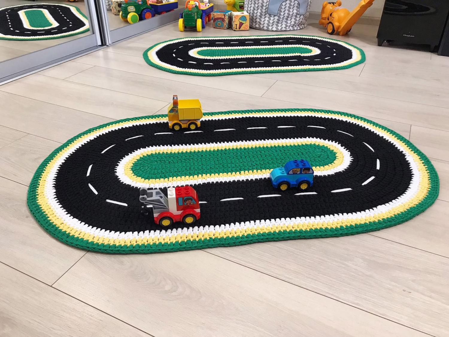 This Crotchet Racetrack Rug Is Perfect For Car Loving Kids