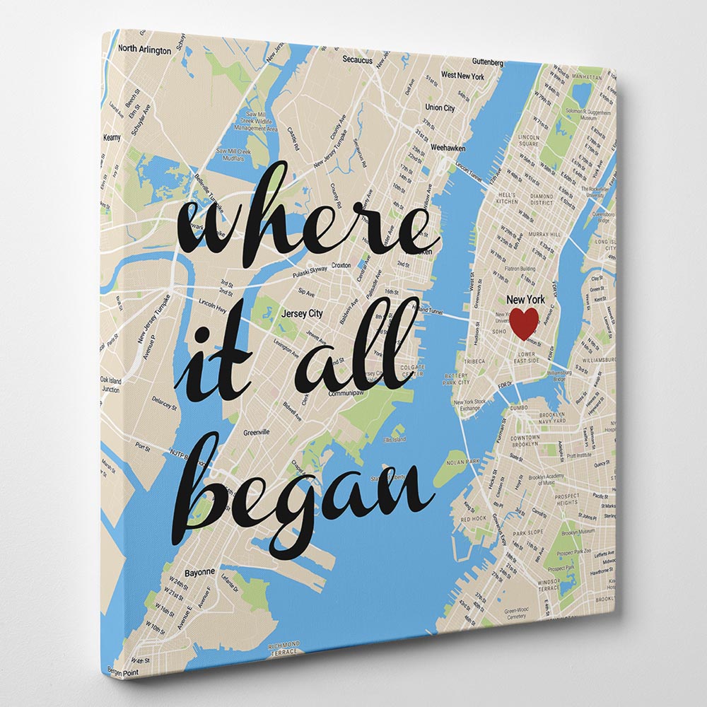 Custom Heart Shaped Map Prints Let You Track How Your Relationship - hello, will you, i do custom canvas anniversary gift prints