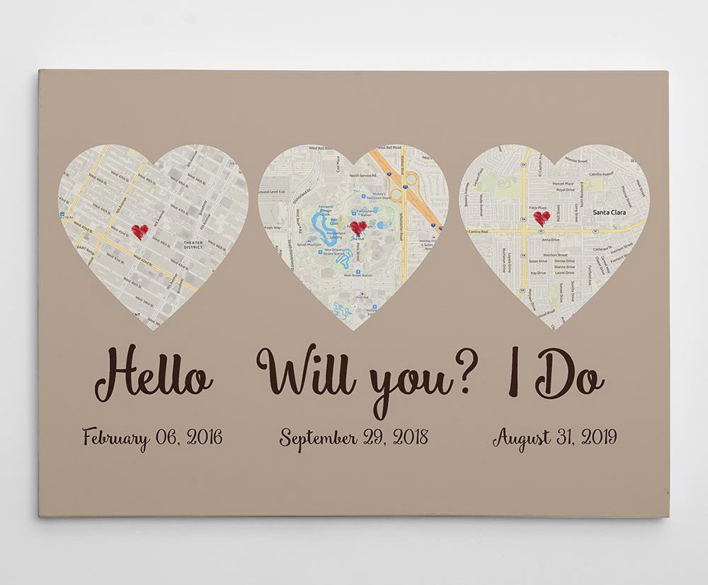 Hello Will You I Do Map Custom Map Order Print Anniversary Wedding