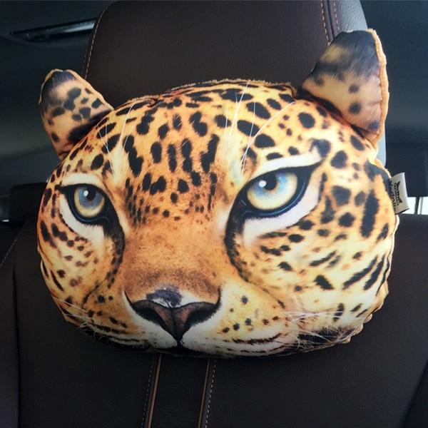 Cute Cat and Dog Head Car Seat Pillows - Leopard car seat pillow