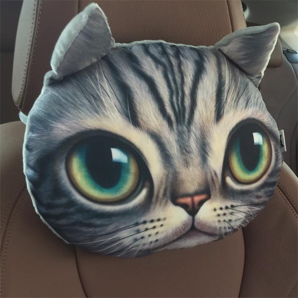 Cute Cat and Dog Head Car Seat Pillows