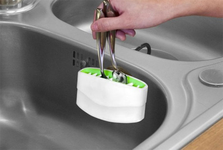 The Cutlery Cleaner Attaches To Your Sink To Easily Clean Your