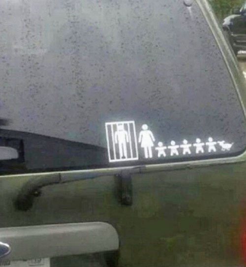 Father In Prison Stick Figure Family Car Decal