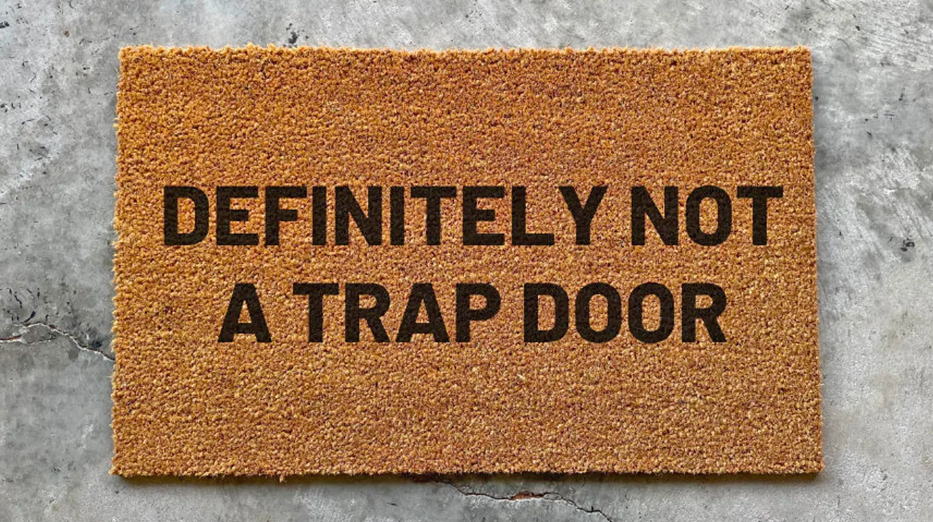 Funny DND Doormat - DEFINITELY NOT A TRAP DOOR！-Doldols