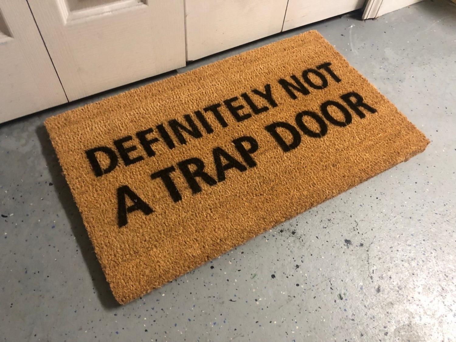 Definitely Not A Trap Door Welcome Mat Funny Doormat Entryway Mat 