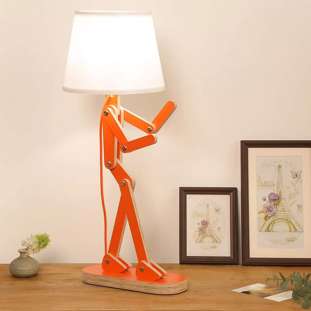 Depressed Lamp - Sad man adjustable wooden lamp - Adjustable legs lamp