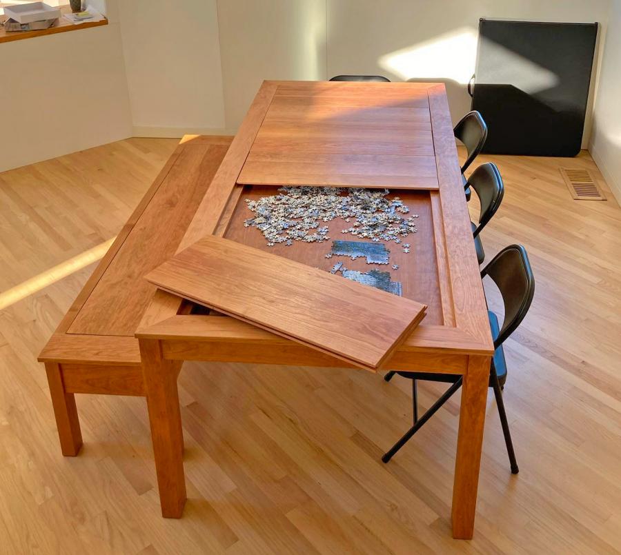 This Amazing Dining Table Has a Hidden Game/Puzzle Compartment Under The  Surface