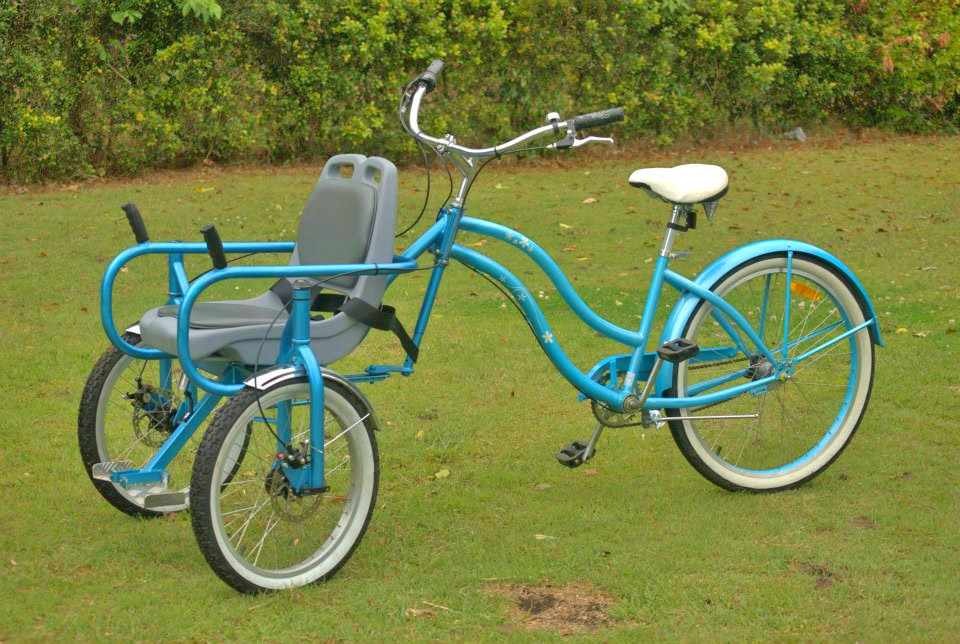 Bike Chair - Disabled bicycle helps handicapped go for bike ride - Front passenger disabled tricycle
