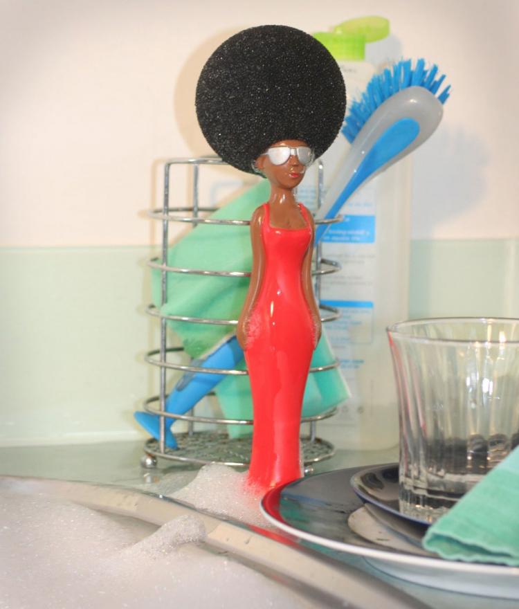 Diva With Afro Washing Sponge