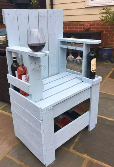 DIY Wine Chair With Wine Bottle Storage Drawers