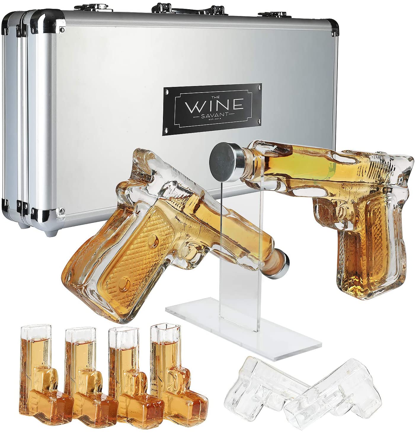 Hand guns whiskey decanters