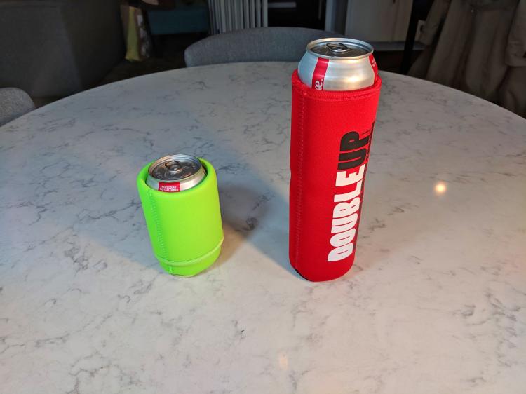 Double-Up Can Cooler - Double beer koozie - extra tall koozie holds 2 cans at a time