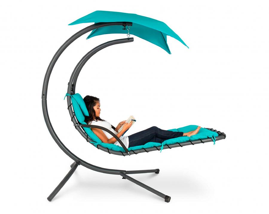 Hanging chaise lounger for the pool