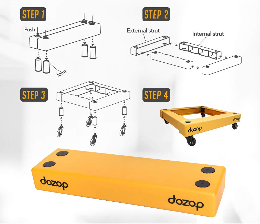 Dozap Collapsible Dolly Cart - Folding portable dolly helps move heavy objects