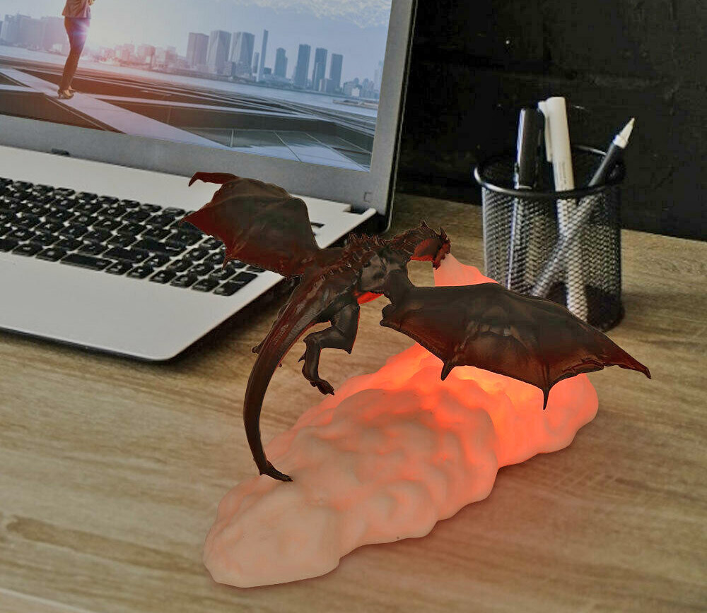 3D Fire Breathing Dragon Night Light - Illuminated smoke plume dragon lamp