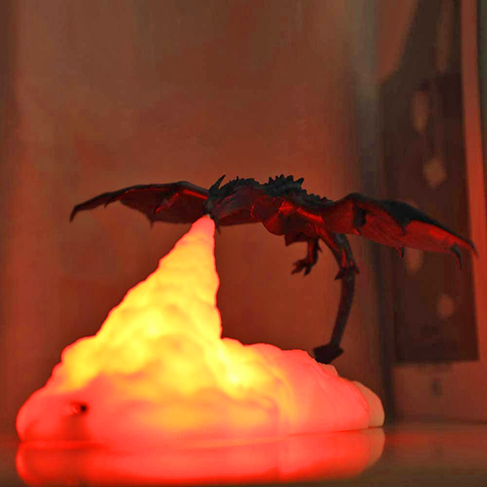 3D Fire Breathing Dragon Night Light - Illuminated smoke plume dragon lamp