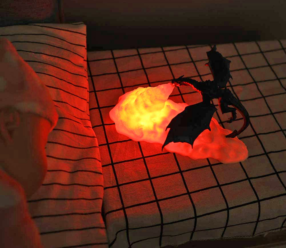 3D Fire Breathing Dragon Night Light - Illuminated smoke plume dragon lamp