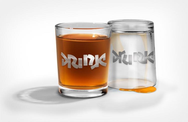 Drink / Drunk Ambigram Shot Glasses