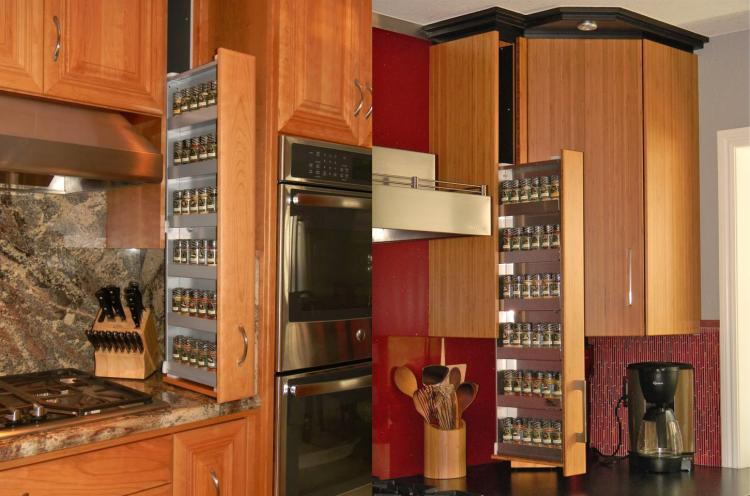 Dropdown Spice Rack Cabinet Drawer Lets You Easily Access All Your Spices - Pull-down spice cabinet
