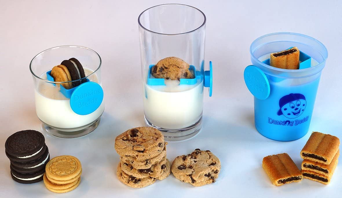 Ohso Little Cookie Dipper - 8 oz Glass, Oreo Cookie Dunker Funnel, 4 Cookie Dipping Milk Levels, Dunk 2 Cookies at Once, Holds Cookies at Desired