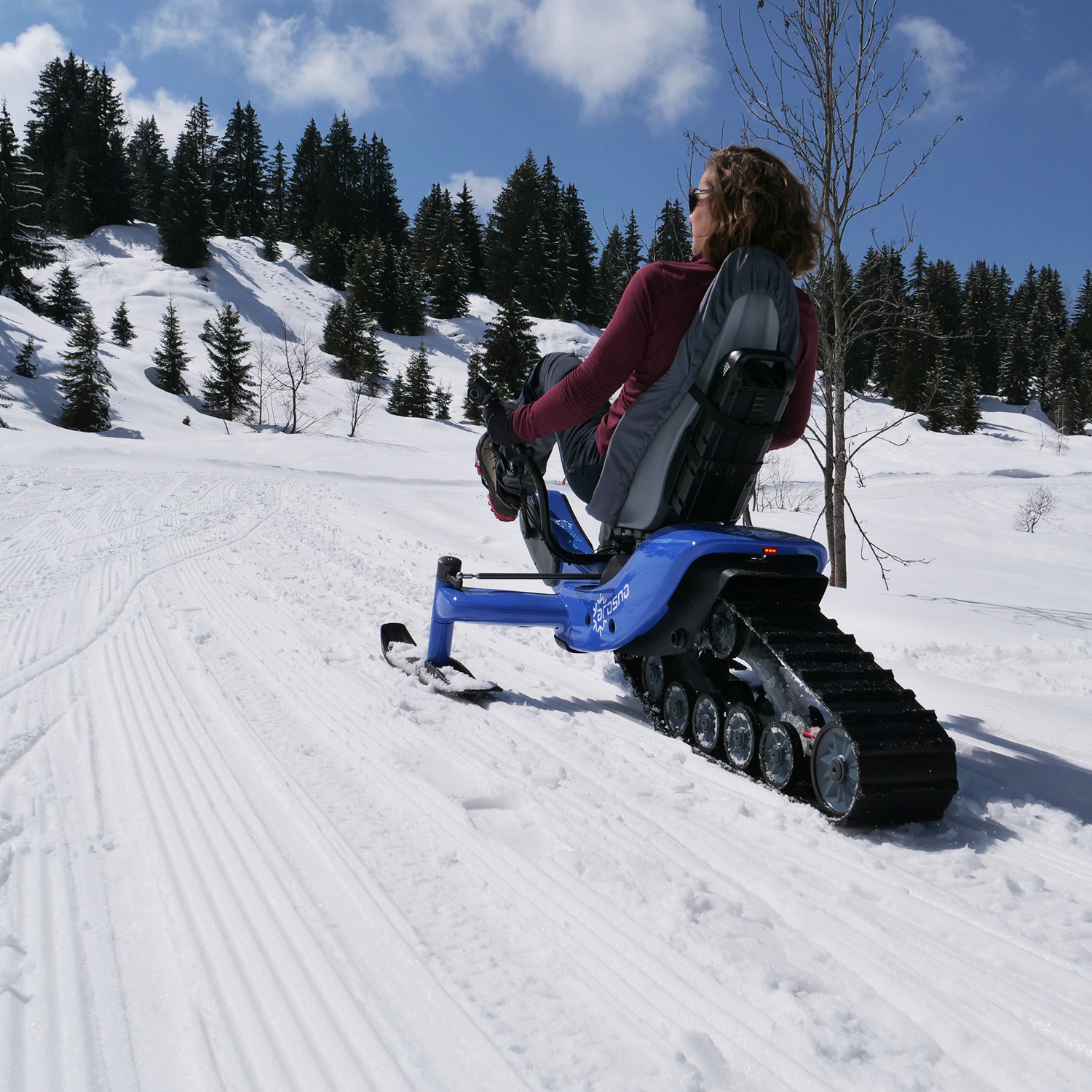 Arosno E-Trace electric assist snow bike sled combo